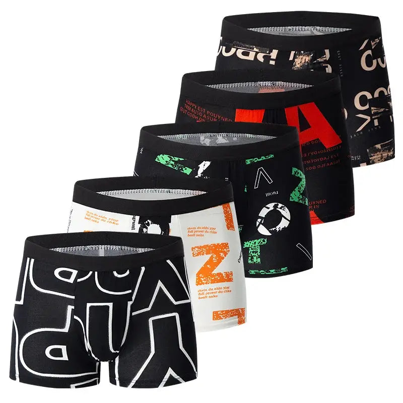 Men's boxer shorts set of 5 with multi-color printed patterns, Simples Market