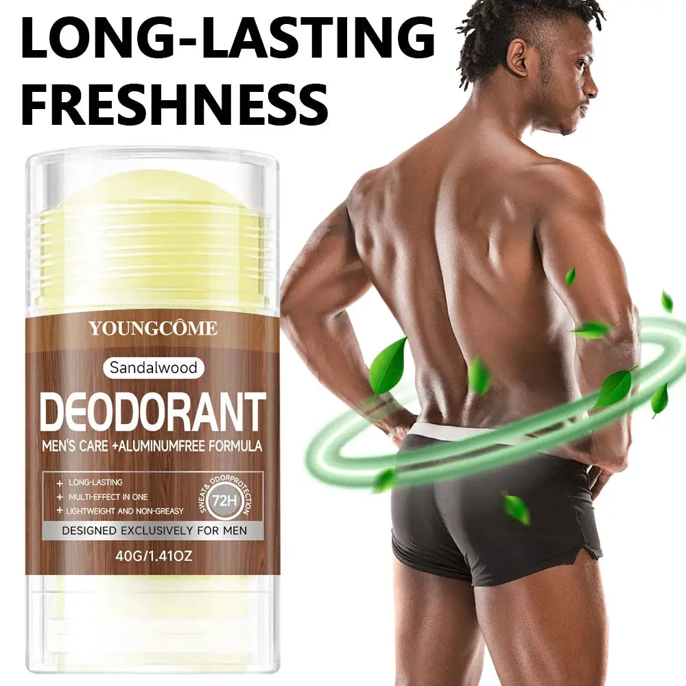 Youngcome sandalwood deodorant stick for men, aluminum-free formula, 40g