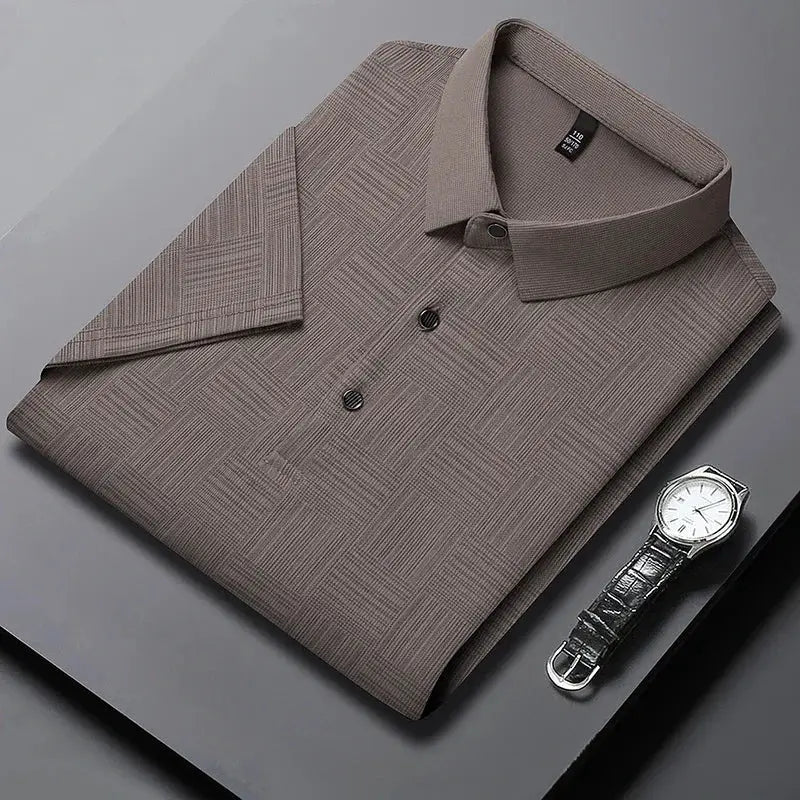 2024 Men's Printed Business Casual Short Sleeve Polo Shirt Breathable Comfortable Top For Summer