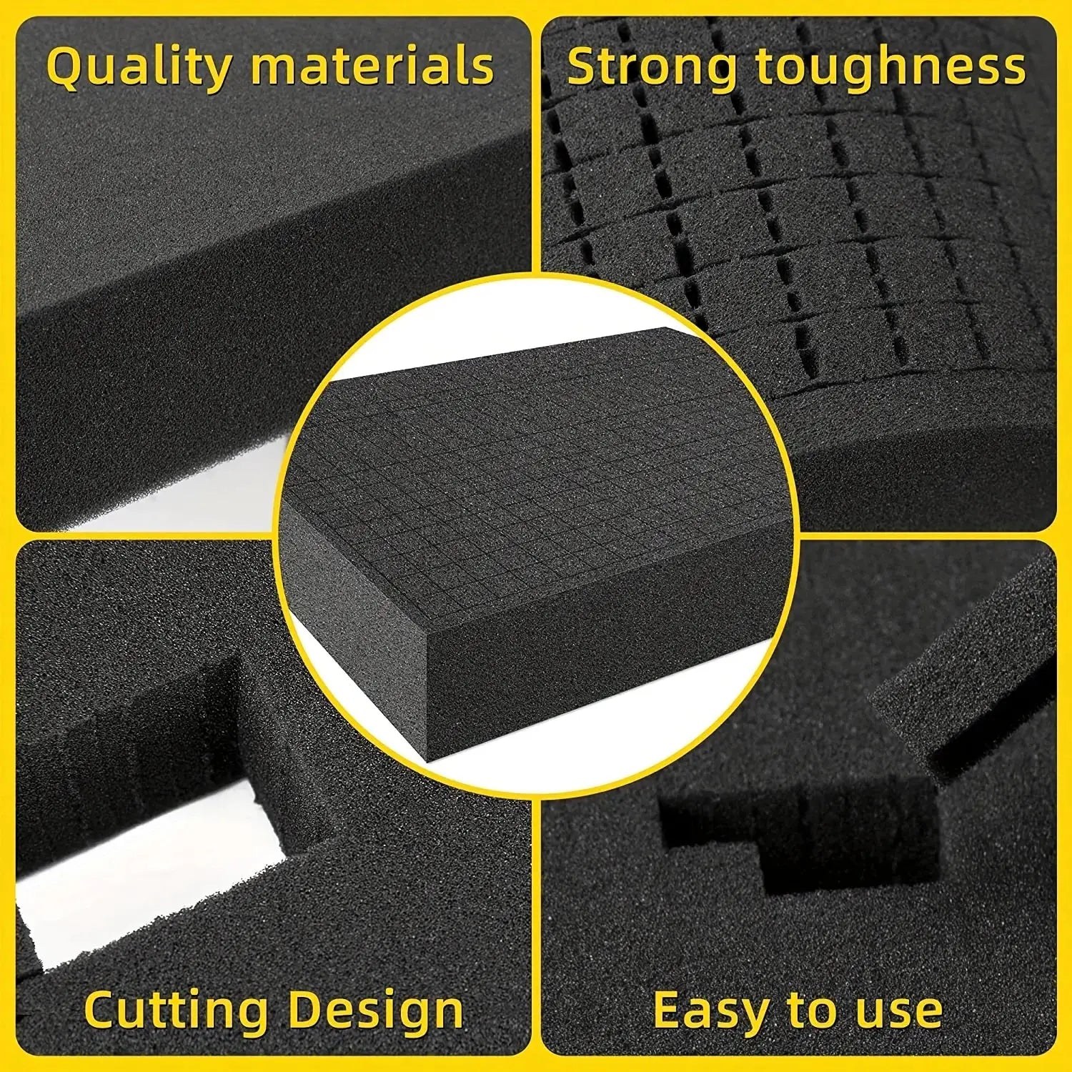 Simples Market 4-piece pick-apart foam insert for board game storage; black, pluck foam