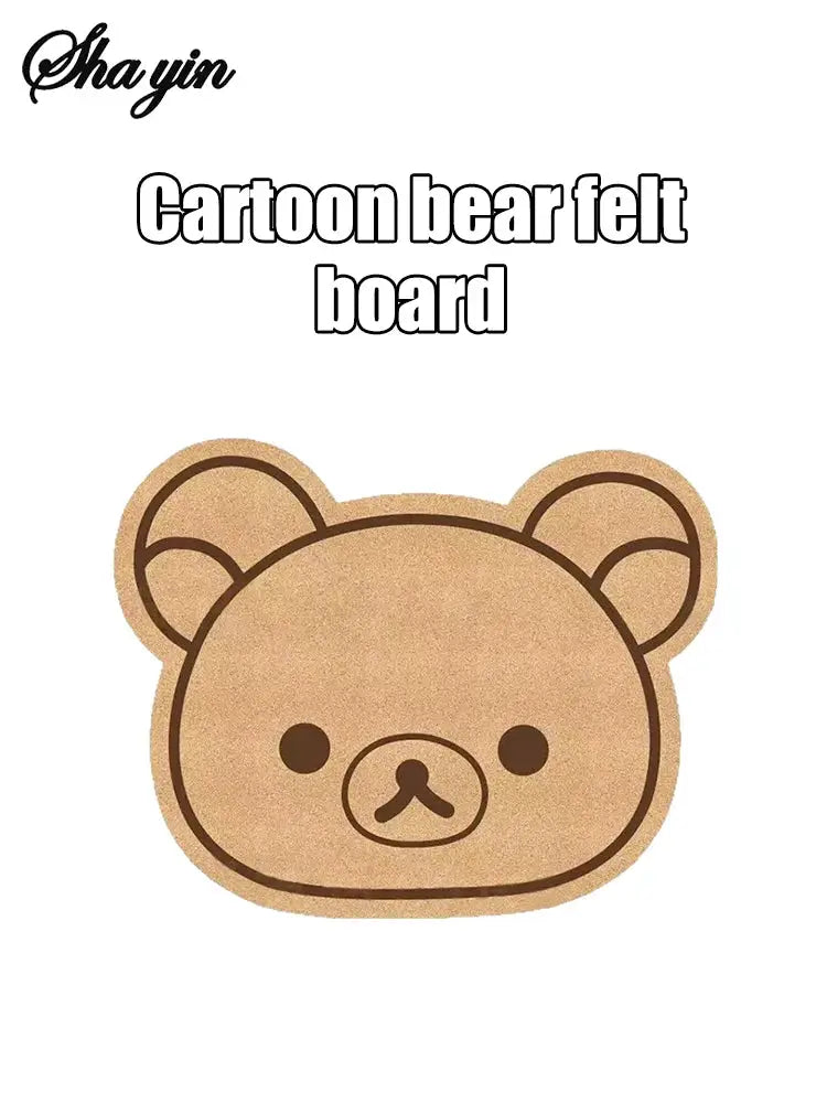 Tablero de fieltro beige con oso de dibujos animados, decoración de pared sin perforación, Simples Market