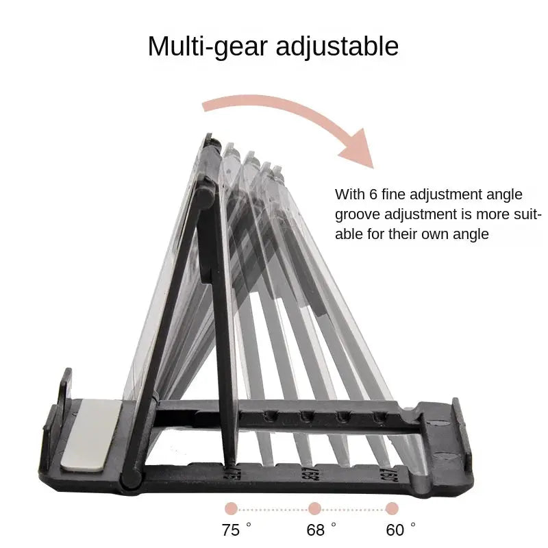 Desktop Lazy Mobile Tablet Folding Stand, black, adjustable with six angle settings, Simples Market