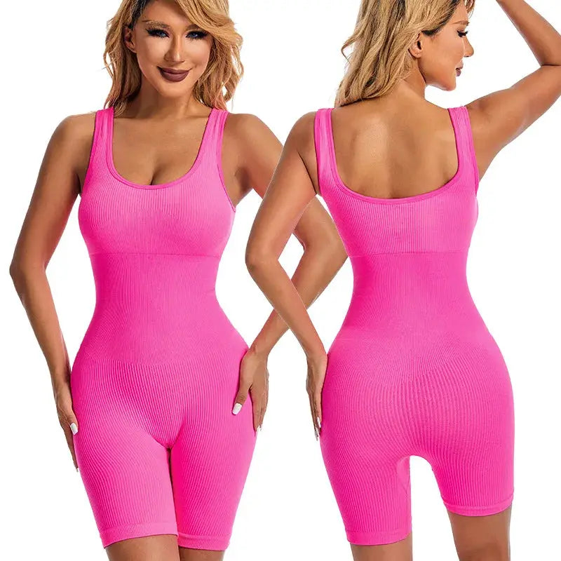 ZenFlex Women's Short Tracksuit Yoga Set One Piece Bodysuit Breathable Seamless Nylon Elastane For Flexible Comfort