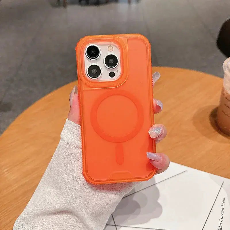 Simples Market orange 3-in-1 magnetic heavy-duty armor iPhone case with MagSafe for iPhone 12–17 series