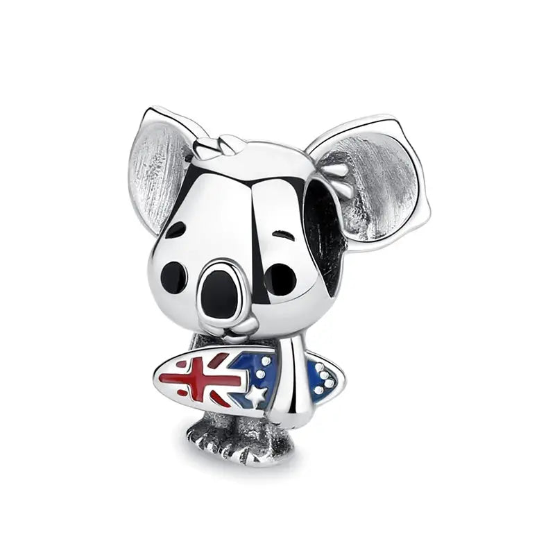 925 Sterling Silver Travel Theme Charms Beads London Bus Paris Suitcase Sam Panda Bracelets Necklaces Women DIY Jewelry