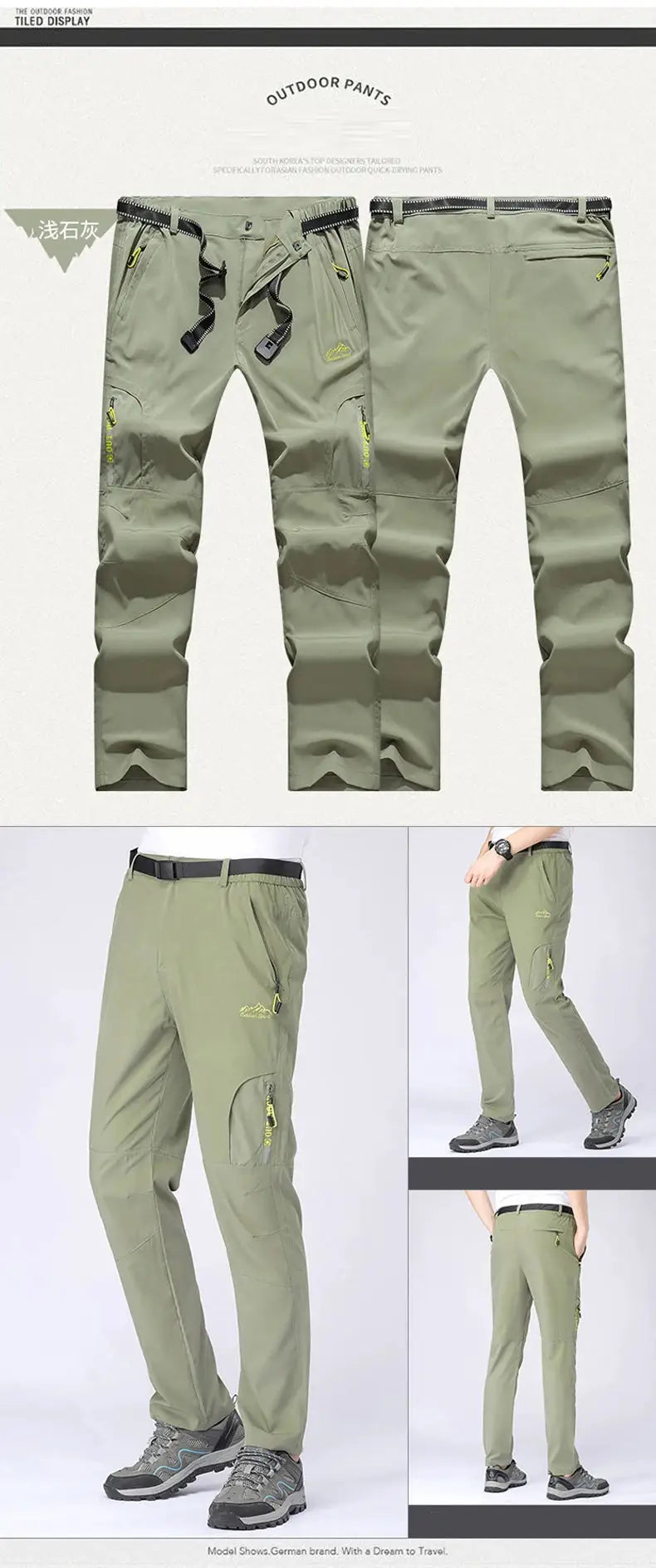 SFABL 5XL Summer Quick Dry Hiking Pants for men, olive green, Simples Market, waterproof with zip pockets and belt