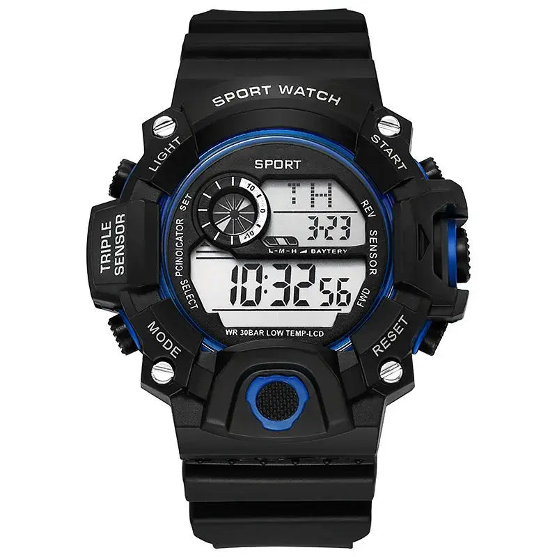 AuroraTime Mens Digital Sports Watch Large Dial Waterproof Luminous Multifunctional Alarm For Everyday Use