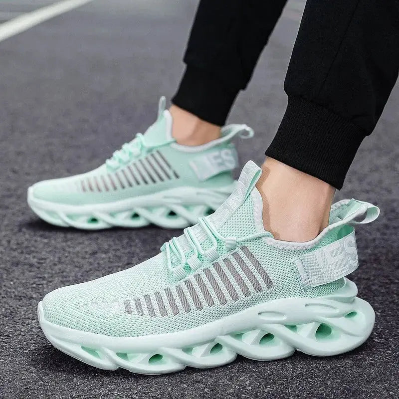 MAEDEF men's mint-green breathable mesh sneakers with platform sole by Simples Market