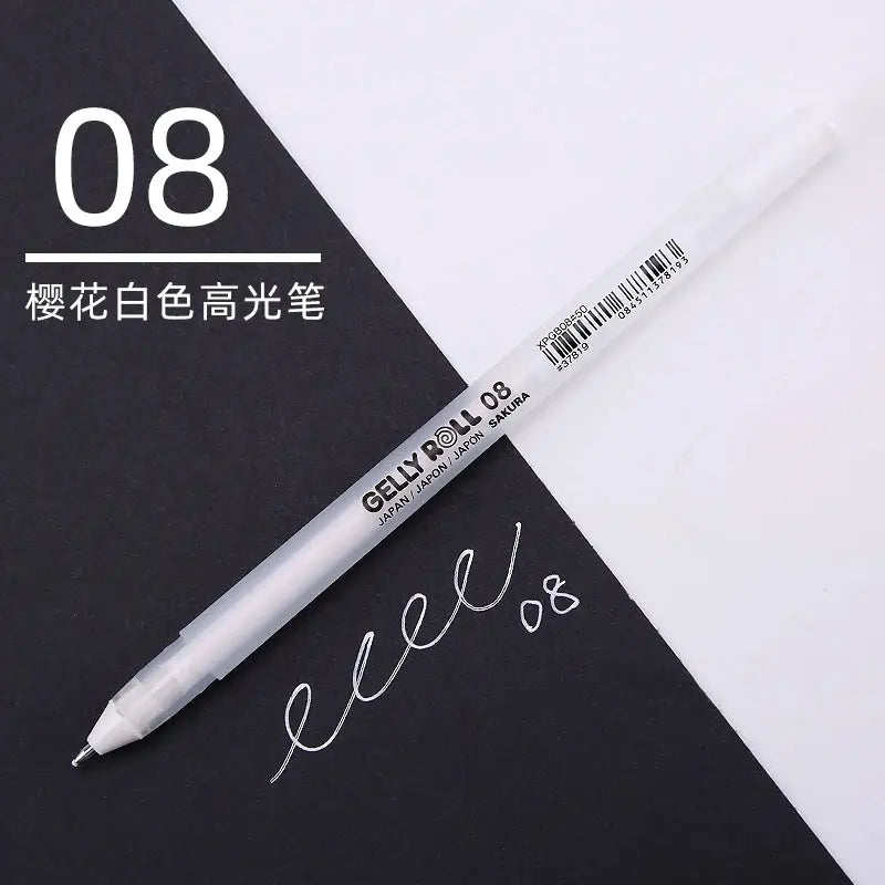Sakura Gelly Roll 08 white ink gel pen, white barrel for journaling and art, Simples Market