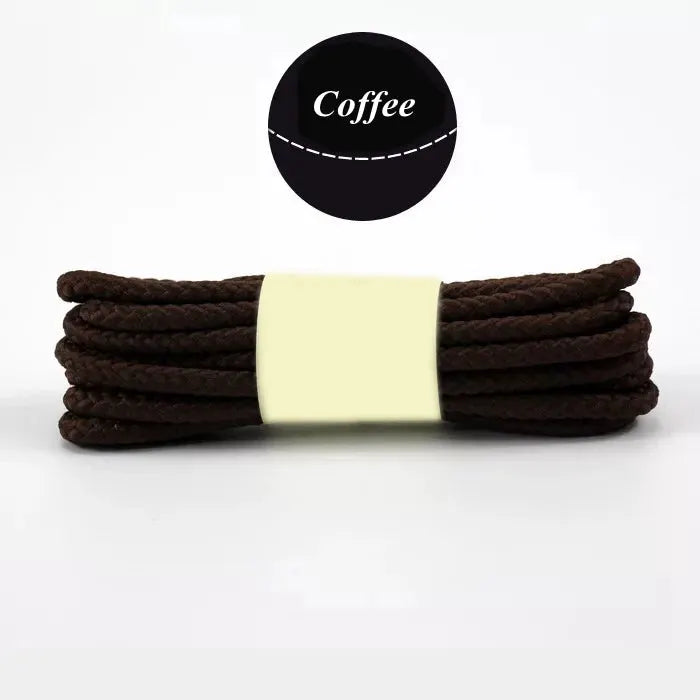1 pair brown round shoelaces for outdoor use; durable laces for sneakers and hiking boots