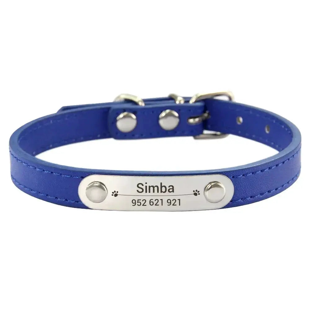 Personalized Dog Collar With Engraved Name ID Anti Lost PU Leather Pink For Small Medium Large Dogs And Cats