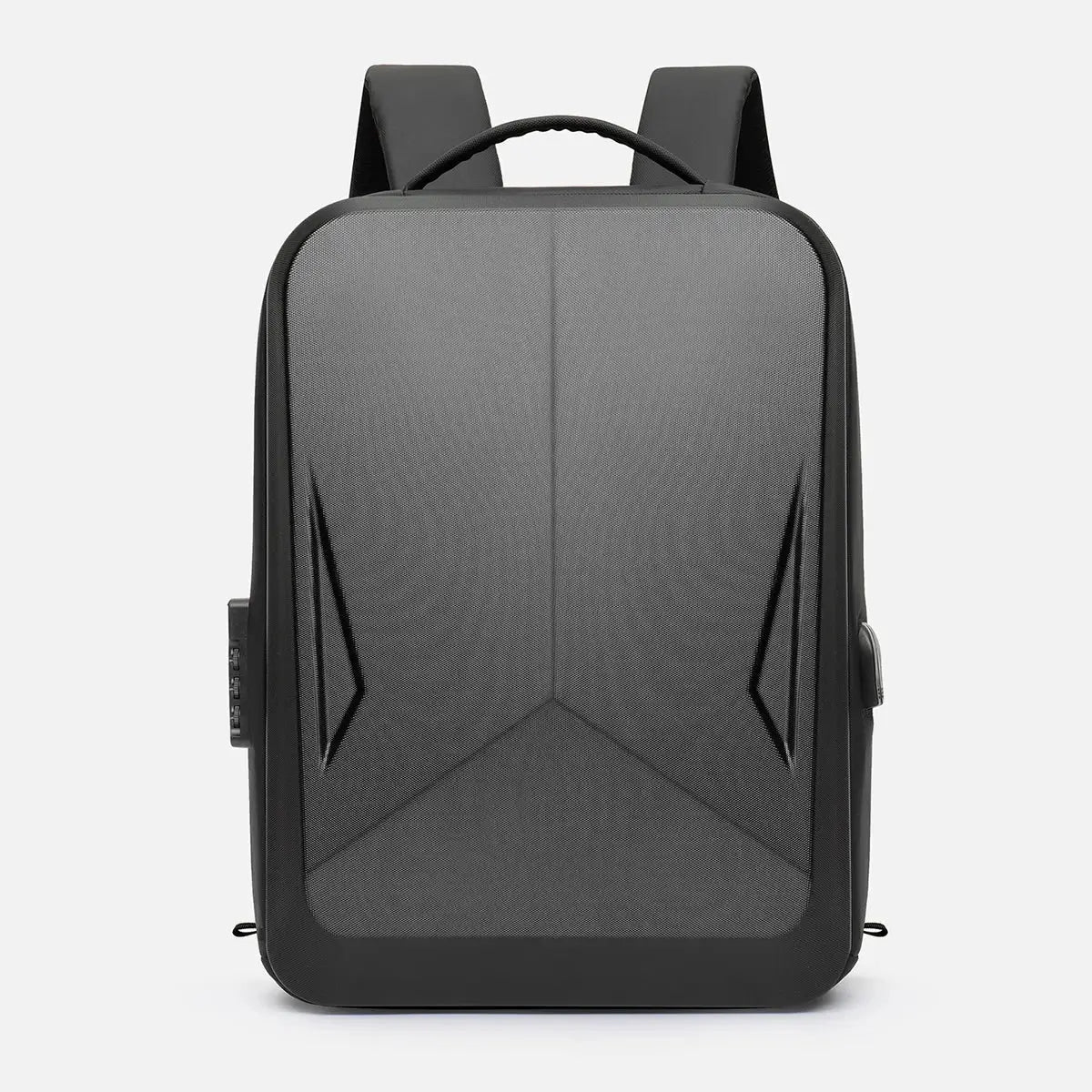 Backpack men's black hard-shell laptop travel bag, expandable with large capacity, Simples Market.