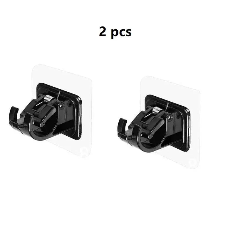 Two Pack Punching Free Curtain Rod Hooks Adhesive Wall Mounted Brackets For Telescopic Curtain Rods And Towel Rails