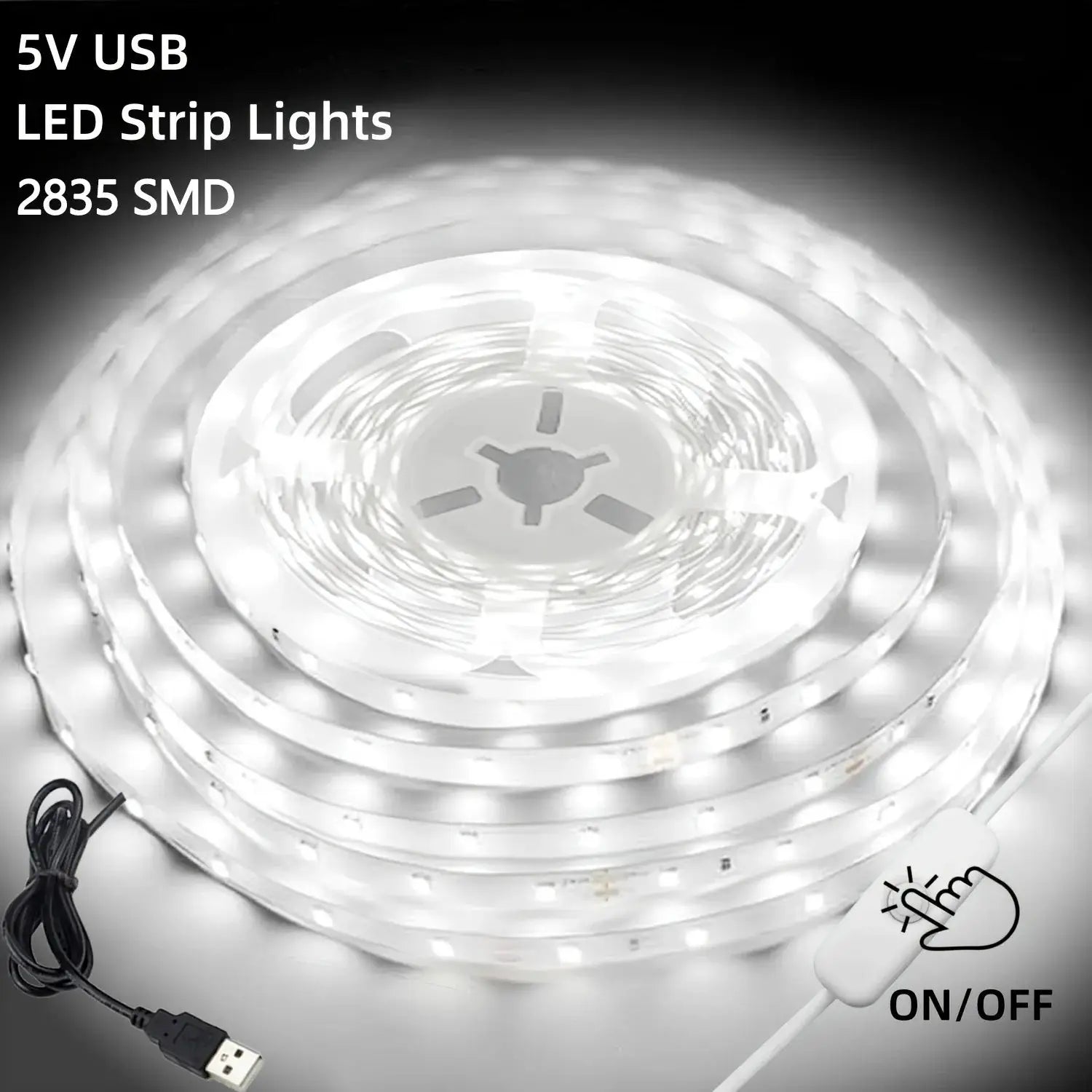 1 - 5m 5V USB LED Strip Lights 60 LEDs Per Meter 2835 SMD TV Backlight Flexible Ribbon For Bedroom Wardrobe DIY Decoration - Simples Market