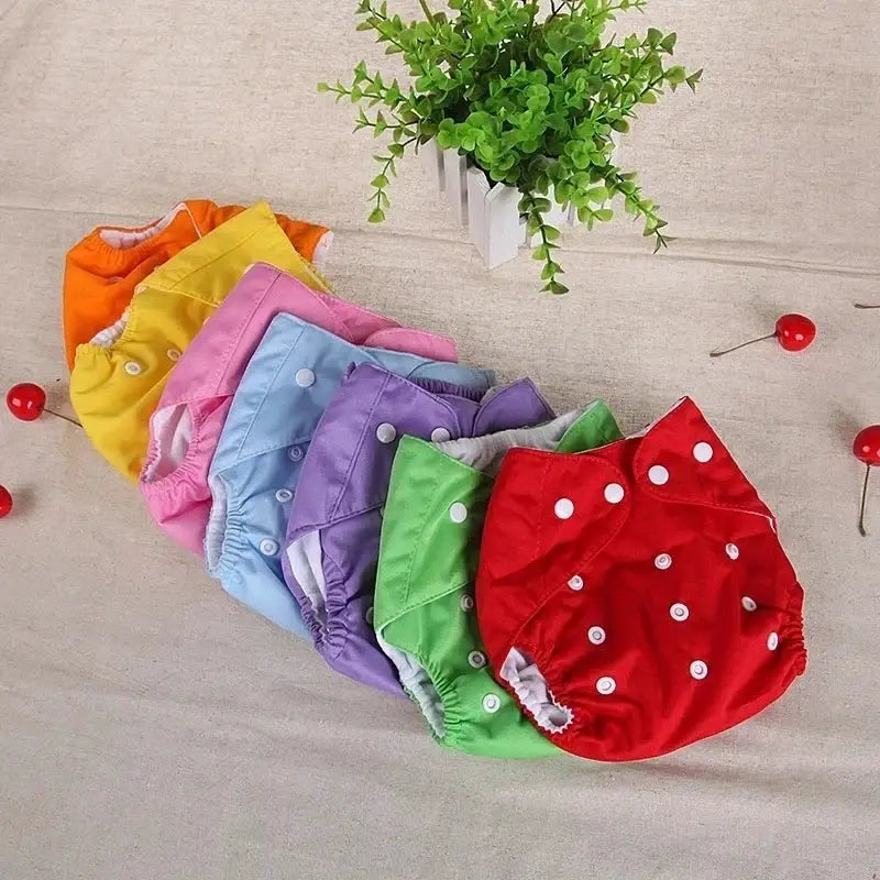 Eco Friendly Washable Reusable Cloth Diapers For Babies Grid Pattern Cotton Adjustable Training Pants 1 To 3 Years