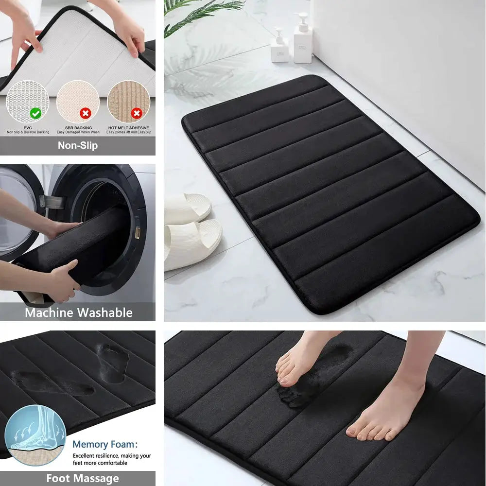 CloudLux Memory Foam Bath Mat Ultra Absorbent Three Layer Microfiber With Non Slip Backing Quick Drying