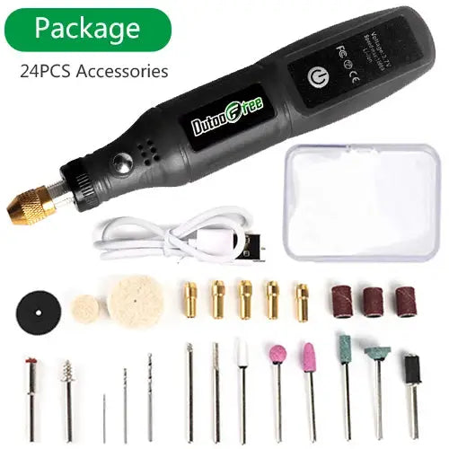 USB Cordless Rotary Engraving Pen Tool Kit For Woodworking Jewelry Metal Glass Mini Wireless Drill With 24 Accessories