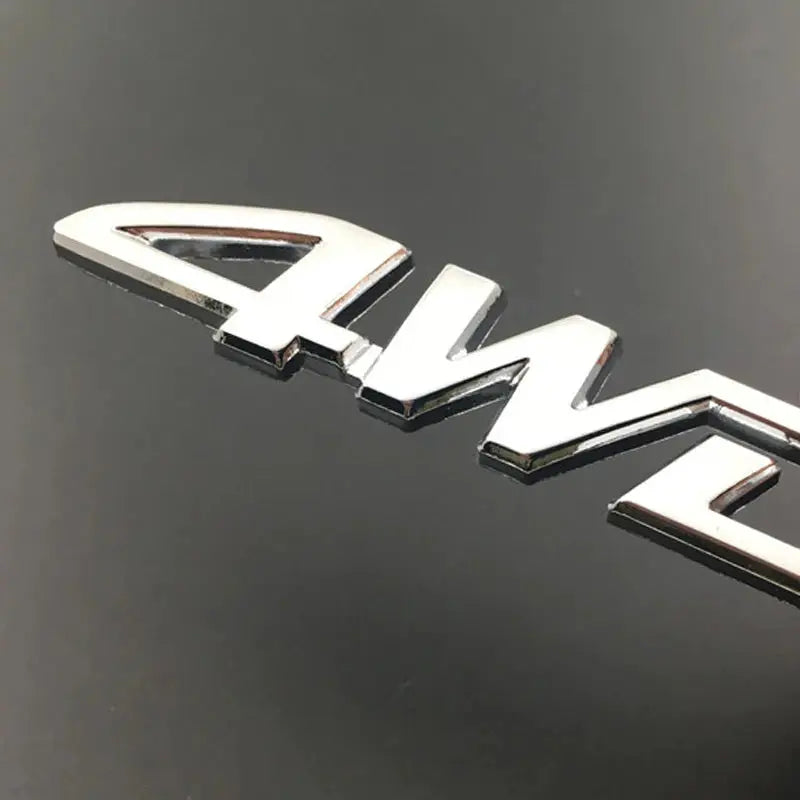 One-piece chrome metal 3D 4WD car emblem badge for fender or rear trunk