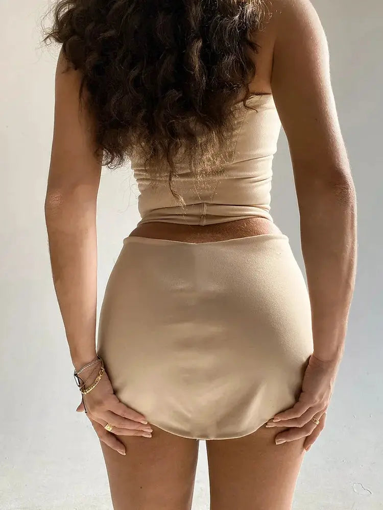 Dulzura Women Spring 2025 Tube Top And Mini Skirt Set Two Piece