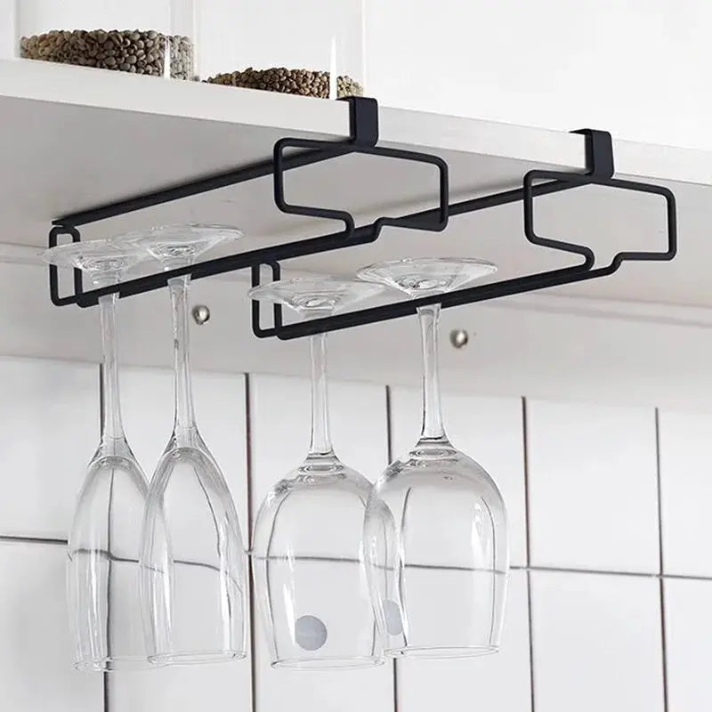 Hanging Iron Wine Glass Rack For High Footed Cups No Drill Needed