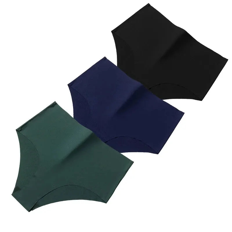 BZEL 3-piece high-waist seamless panties set in black, navy, and green by Simples Market.