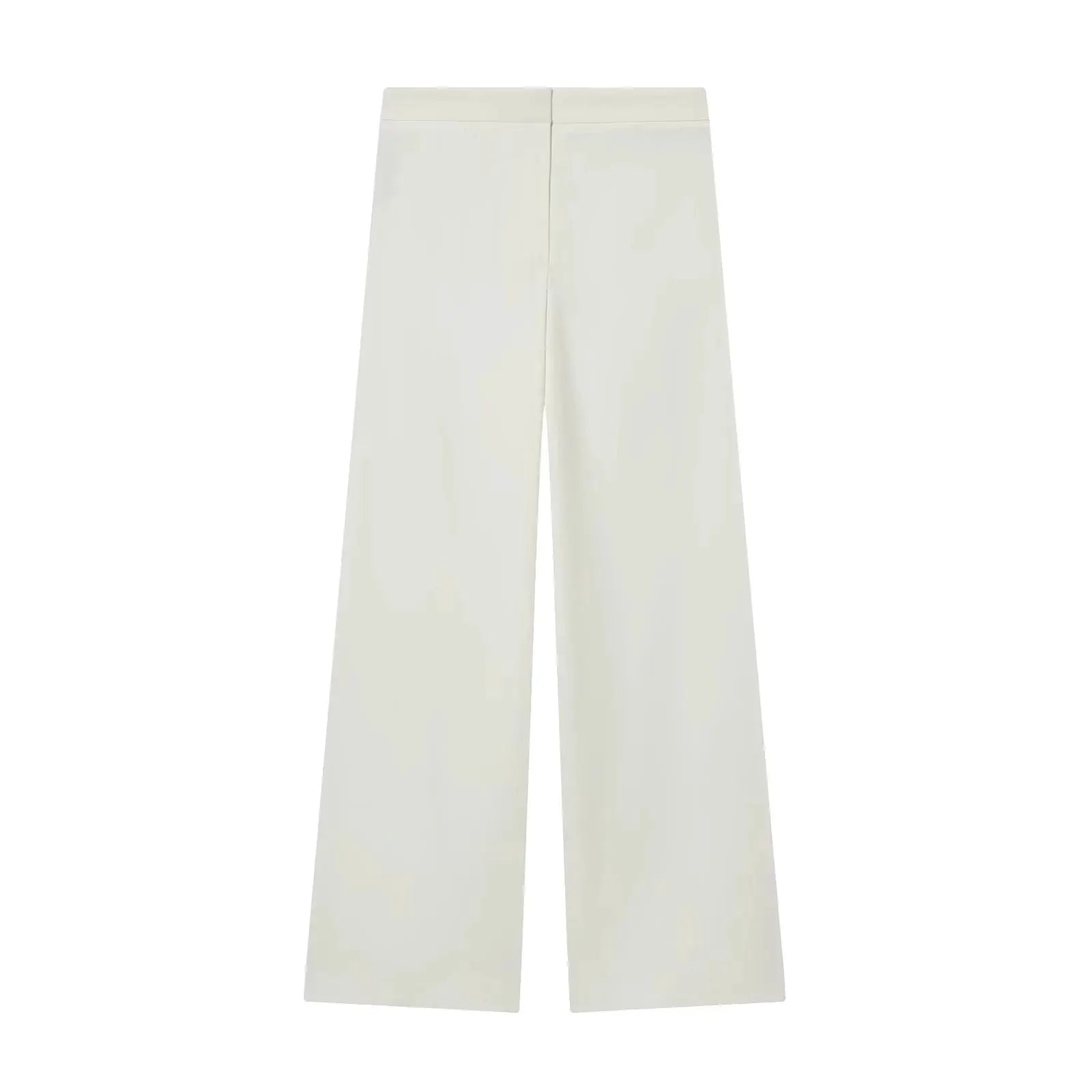 White wide-leg suit pants, solid color, long length for office wear