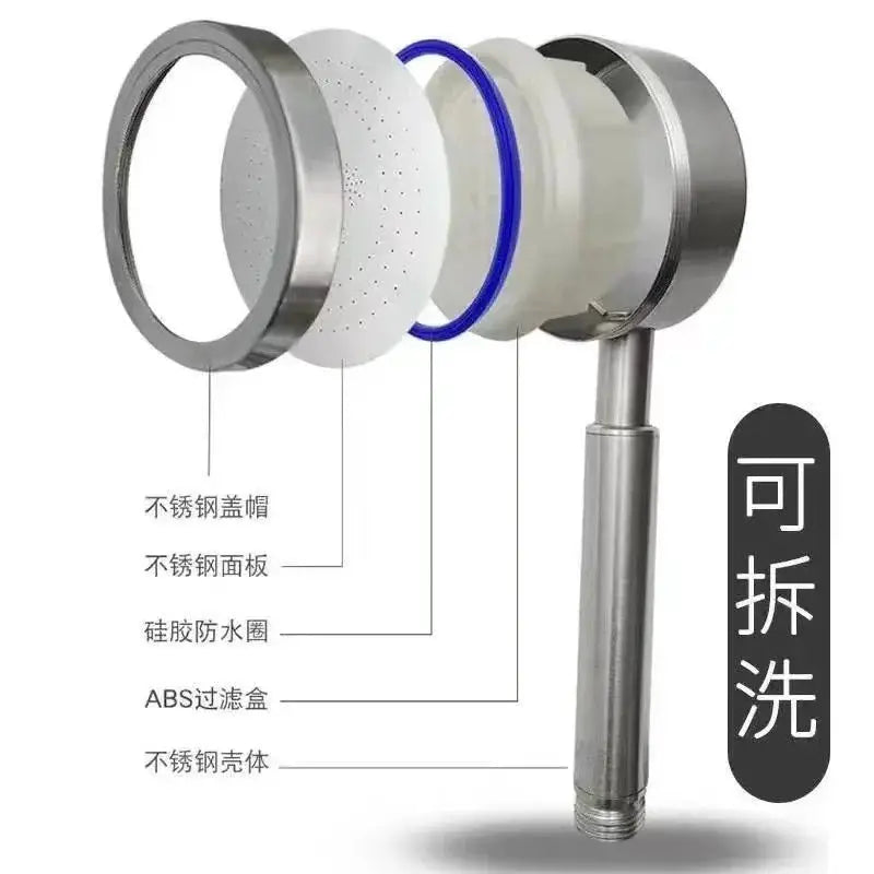 Simples Market SUS304 stainless steel handheld shower head with high-pressure rainfall spray; 5-piece detachable parts set