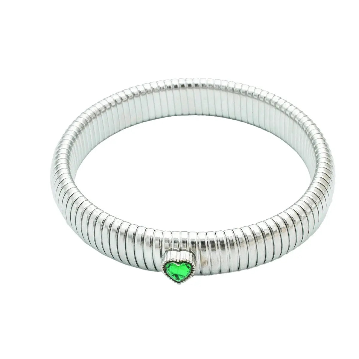 Waterproof Stainless Steel Retro Elastic Thick Metal Polish Bracelet 18K Gold Plated Unisex Jewelry For Men Women