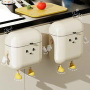 Simples Market cream wall-mounted trash cans with lids (9L/12L); set of two for kitchen use