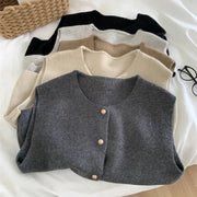 Women Gold Button Up Sweater Vest Waistcoat Soft Knitted Sleeveless Cardigan Jacket Top For Fall Winter Korean Chic Outfit