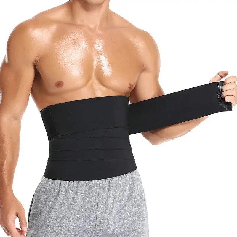 Men's slimming body shaper waist trainer wrap in black neoprene by Simples Market