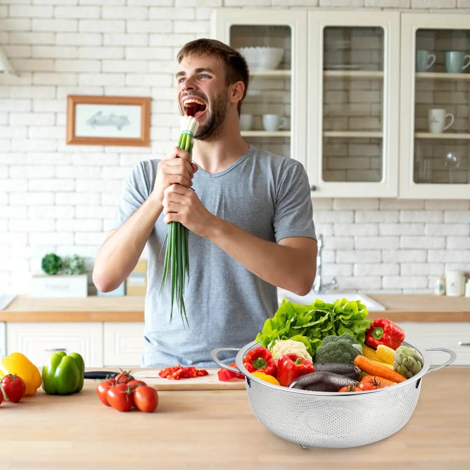All Purpose Stainless Steel Fine Mesh Strainer Set With Handles Resting Base Net Baskets For Kitchen