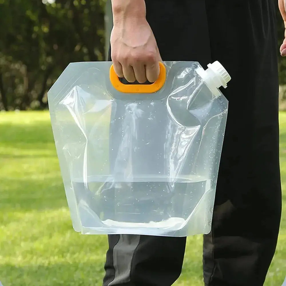 5L portable water bag folding bucket Simples Market with orange handle and white screw cap