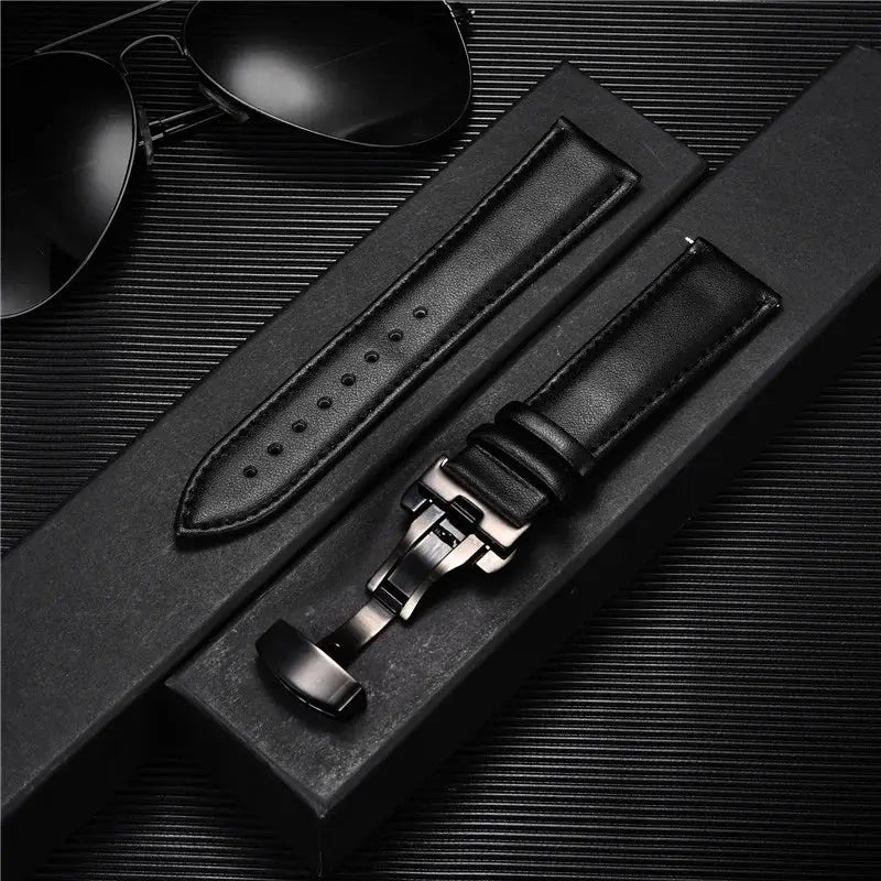 TimberWing Leather Watch Band 18mm 20mm 22mm 24mm Genuine Leather With Stainless Steel Butterfly Buckle Clasp
