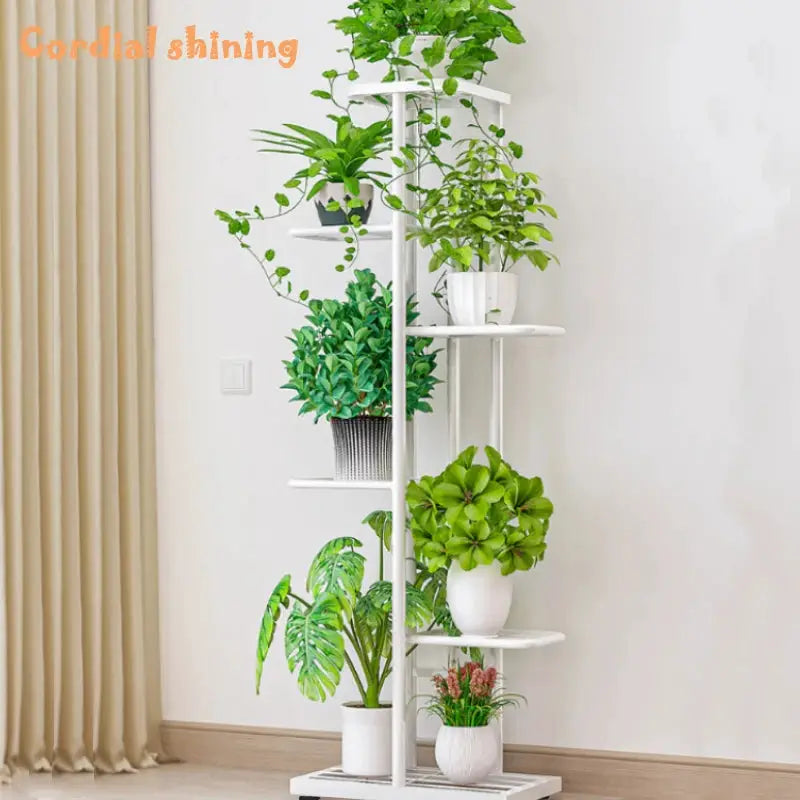 Cordlal Shining Iron Plant Stand Six to Eight Layers Flower Pot Rack Organizer for Home Garden Decor