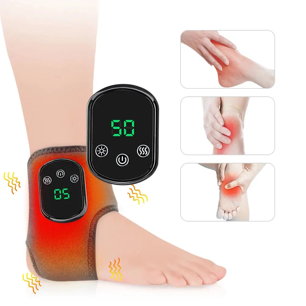 Simples Market black electric foot heat massager with vibration and breathable ankle wrap