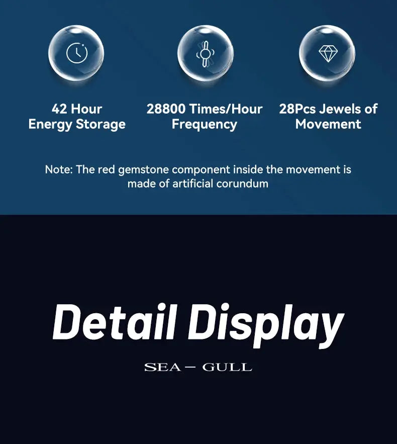 Seagull Ocean Series men's watch, 200m diving, automatic mechanical movement; detail display Sea-Gull
