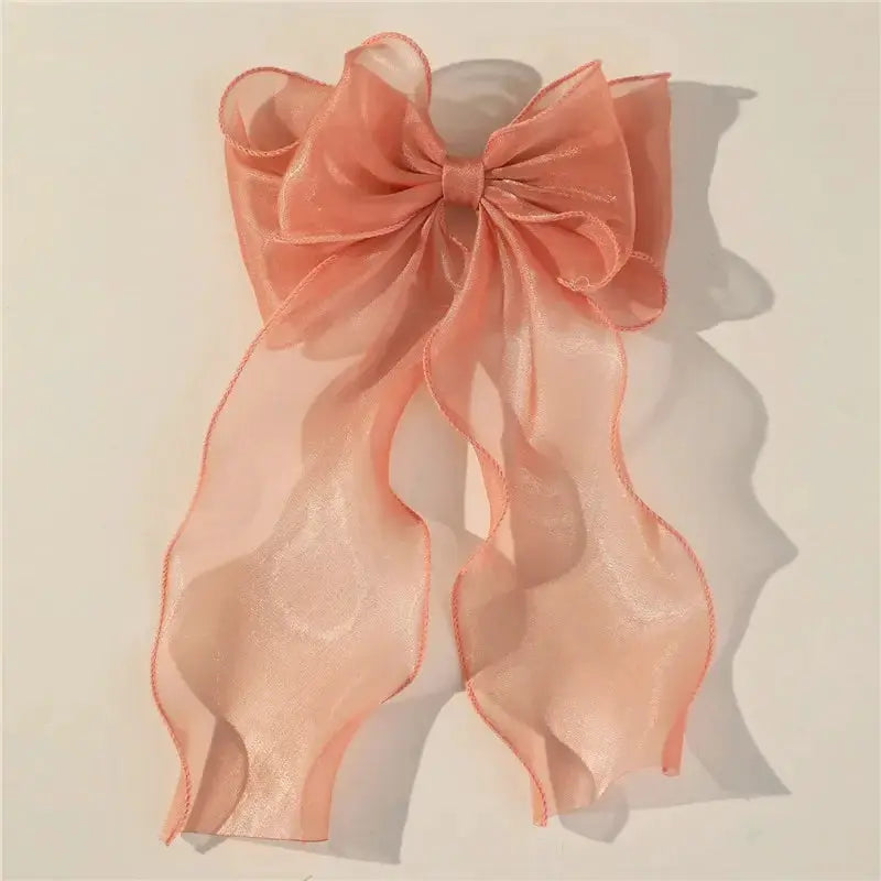 Elegant Blue Satin Chiffon Bow Hair Clip Barrette For Women And Girls With Shiny Bow Knot Accessory