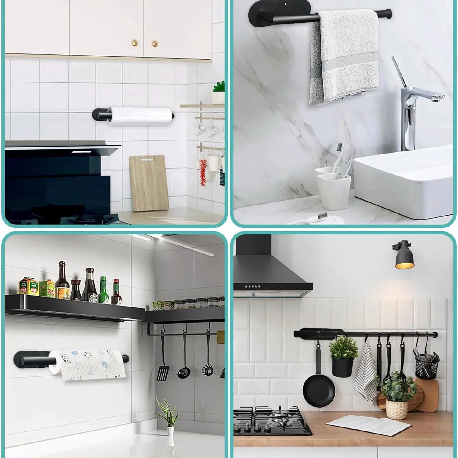 Adhesive Paper Towel Holder And Toilet Roll Dispenser For Kitchen Bathroom Cabinet Storage Napkin Rack