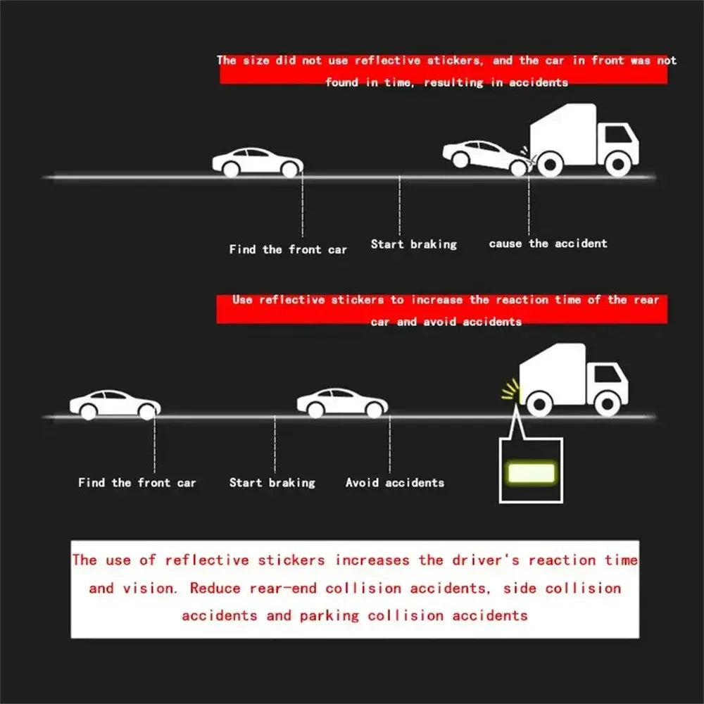 10 Pcs 3X8Cm Car Bumper Reflective Stickers For Safety Warning Strips For Low Light Visibility
