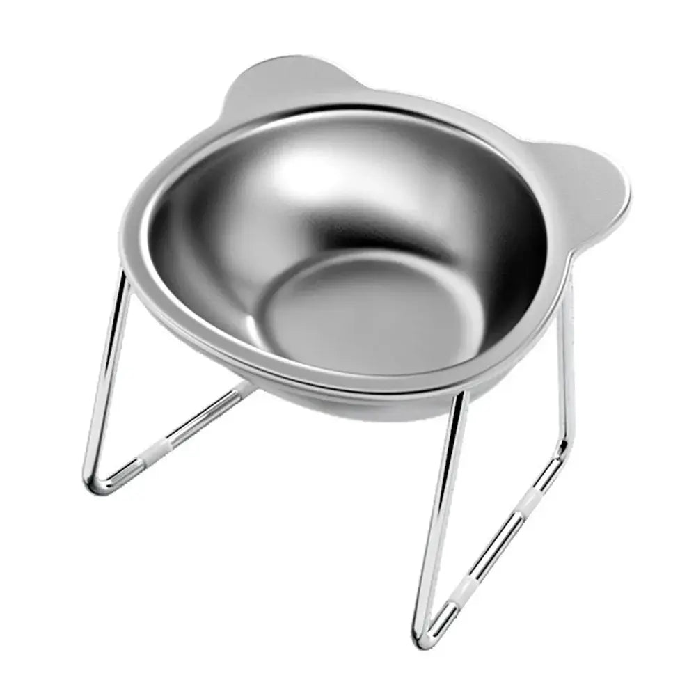 304 Stainless Steel Raised Cat Bowl With Fifteen Degree Tilt For Healthier Feeding Shatterproof For Cats And Puppies