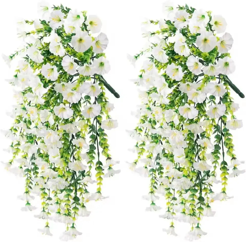 UV Resistant Artificial Morning Glory And Eucalyptus Hanging Decor For Home Garden Weddings Outdoor Use