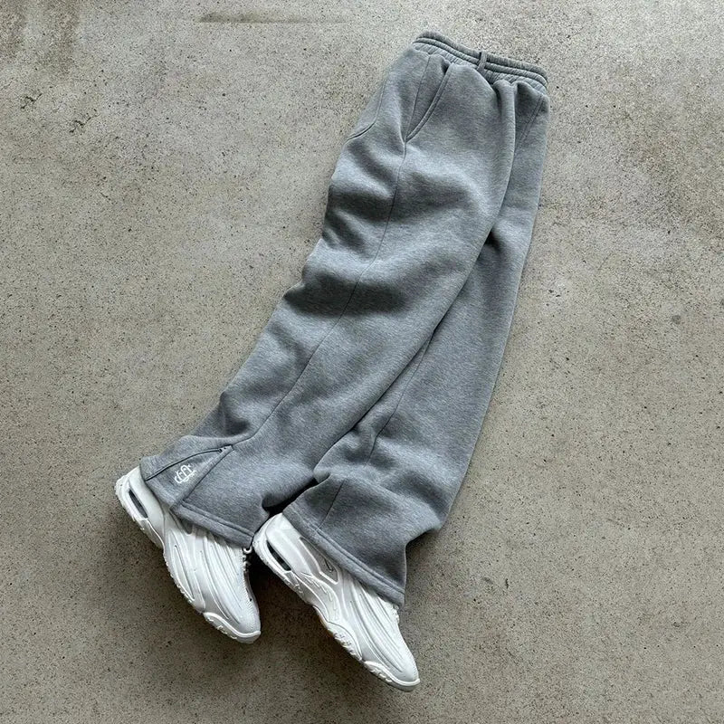 Sweatpants in grey with drawstring, high-waist, solid color streetwear by Simples Market