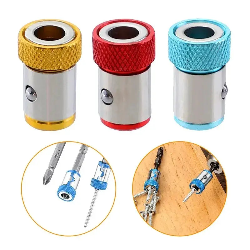 3Pc Universal Quarter Inch Batch Head Magnetic Coil Screwdriver Accessories Set With Colored Magnetizers