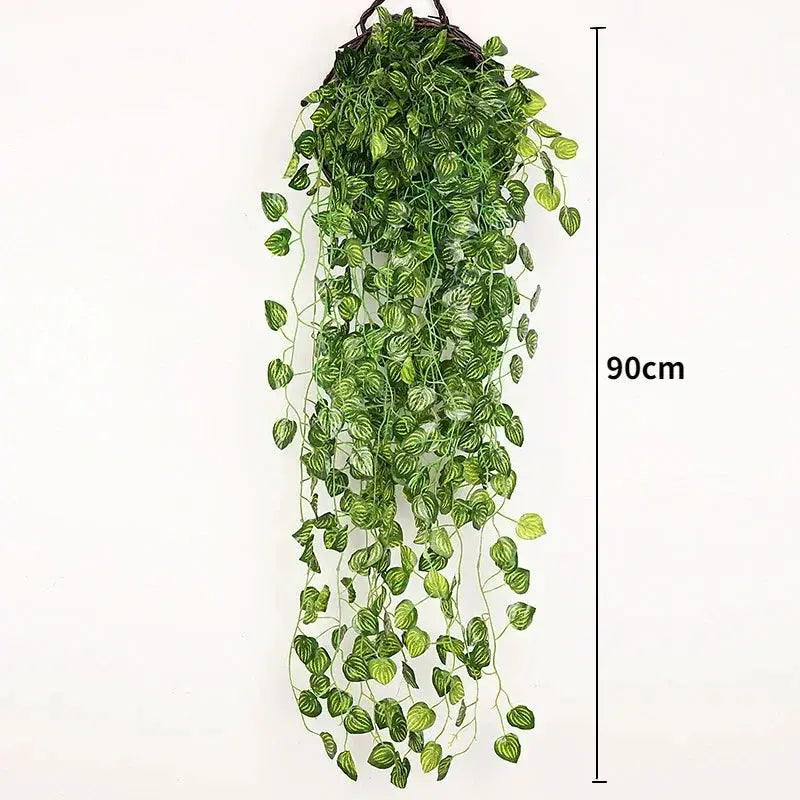 90cm artificial hanging ivy vine garland by Simples Market with variegated green plastic leaves