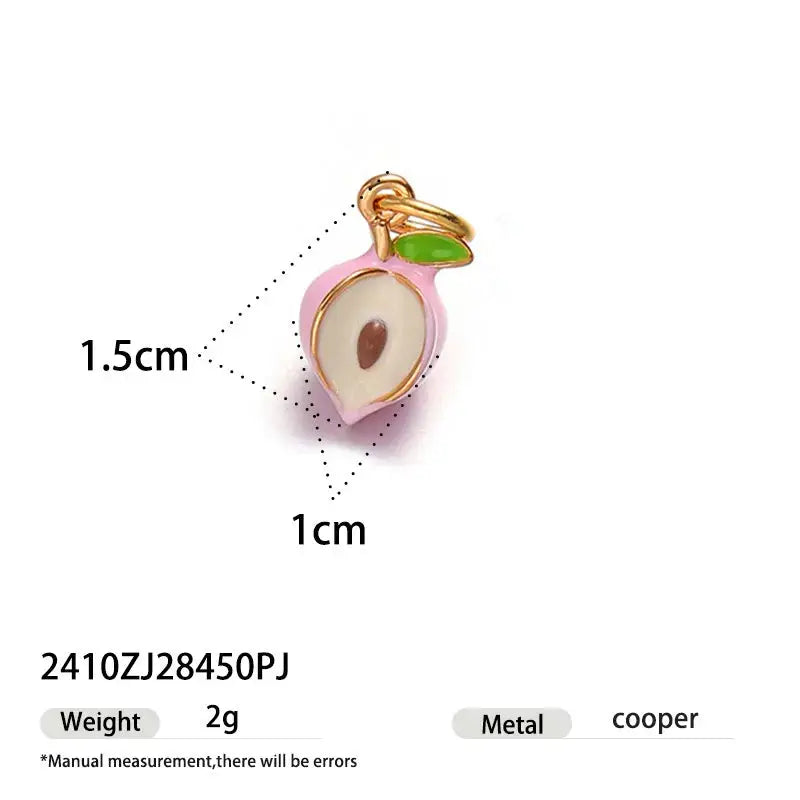 Simples Market pink peach-shaped fruit pendant single hoop earring with green leaf and gold-tone hoop