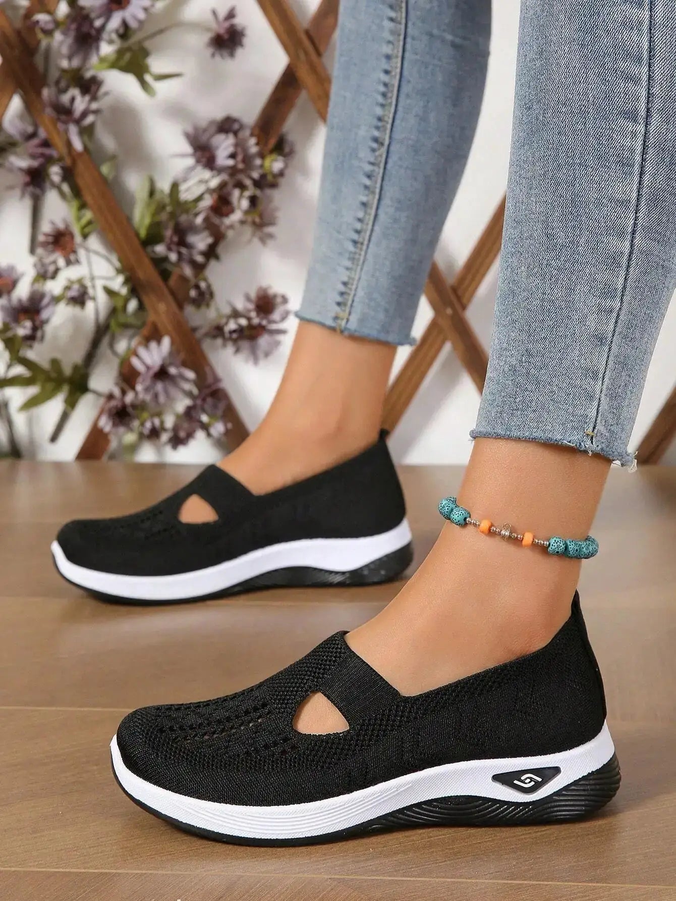 AeroStride Women Breathable Knit Sneakers Slip On Lightweight Air Mesh Upper Casual Comfort For Summer Everyday Wear