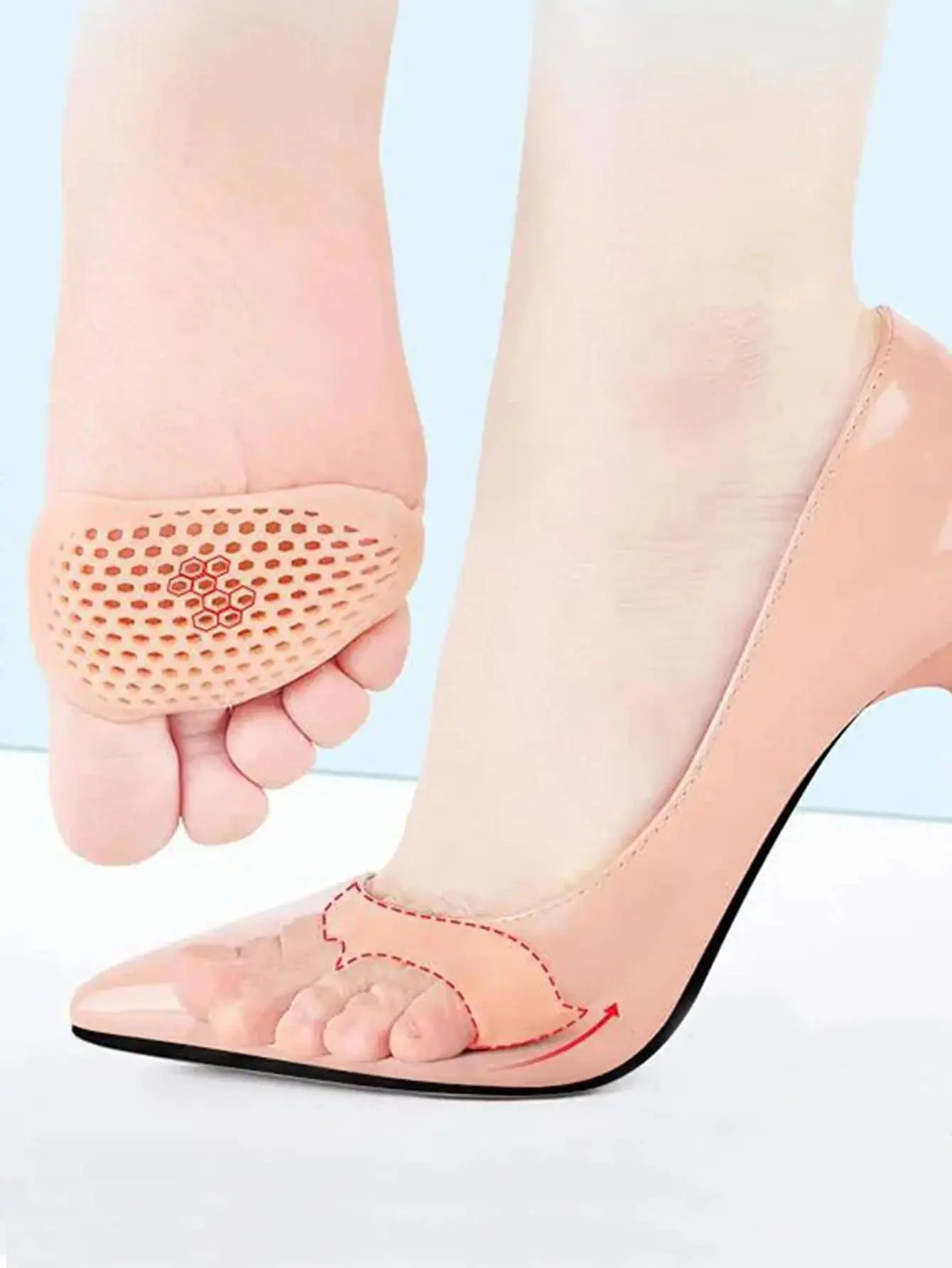 Forefoot Gel Foot Pads Reusable Soft Cushioning Inserts For Shoes For Men And Women Wear Resistant 10 Sets