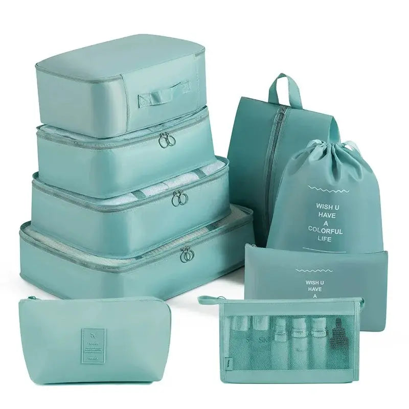 EcoVoyage Travel Storage Bag Set 7 8 9 Piece Eco Friendly Compression Packing Cubes For Clothes Shoes Toiletries