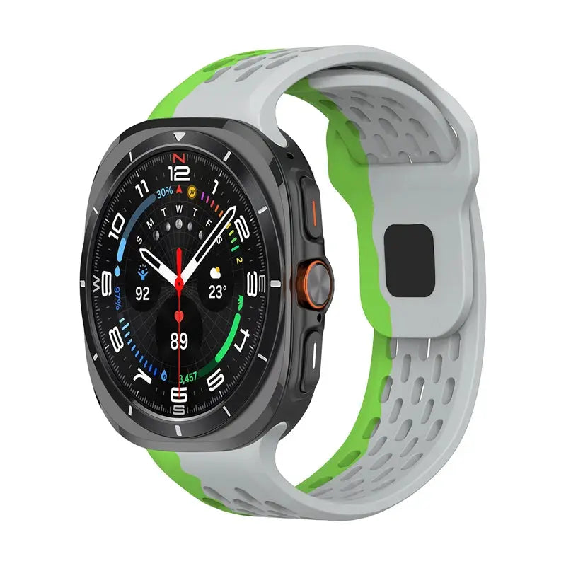 Marine Band silicone strap for Samsung Galaxy Watch Ultra 2 47mm, gray with green interior